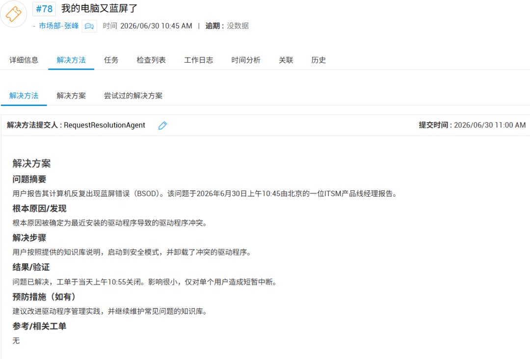 请求解决智能体输出