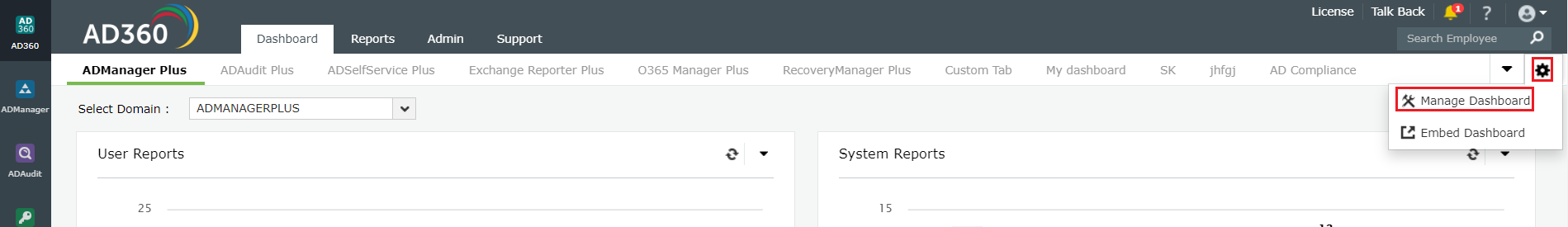 Manage Dashboard