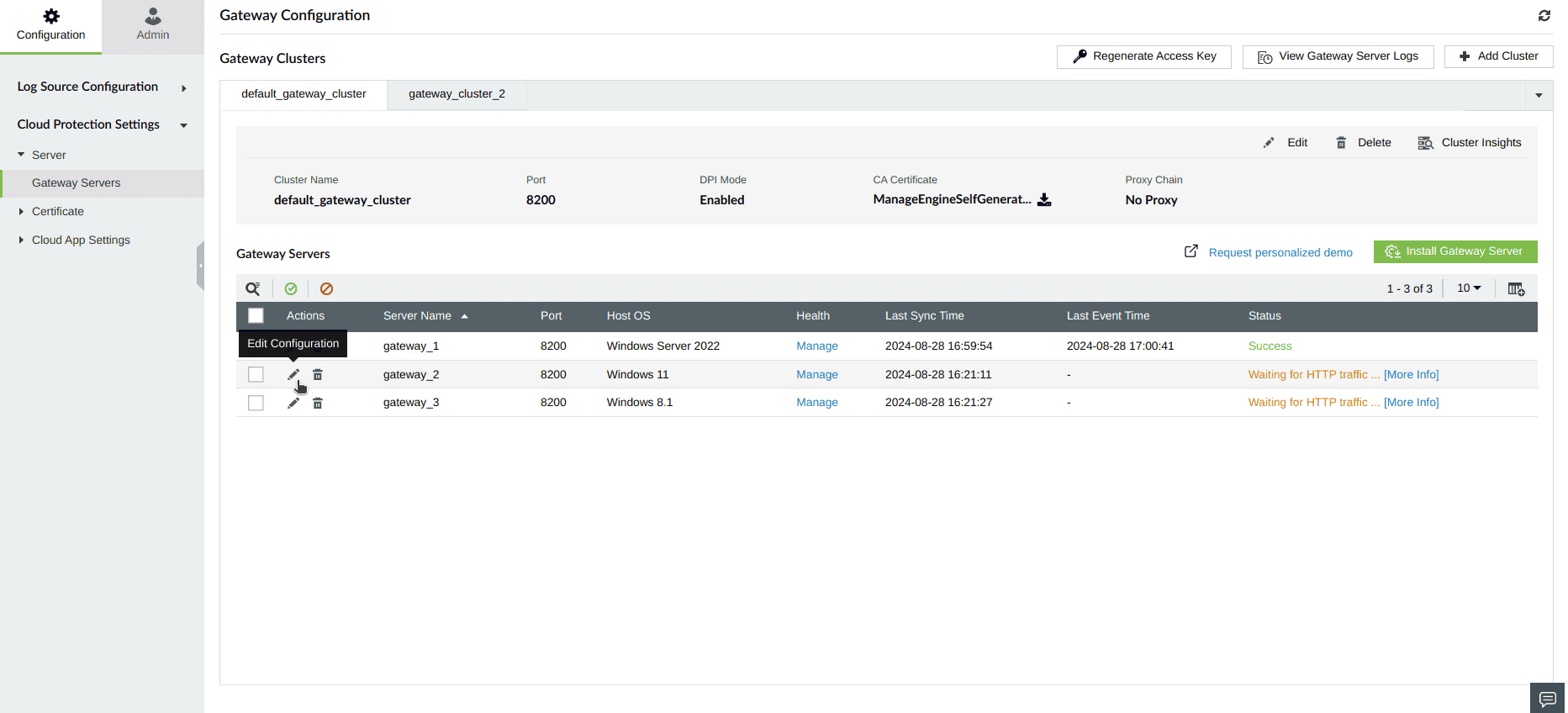 Configuring Gateway Server