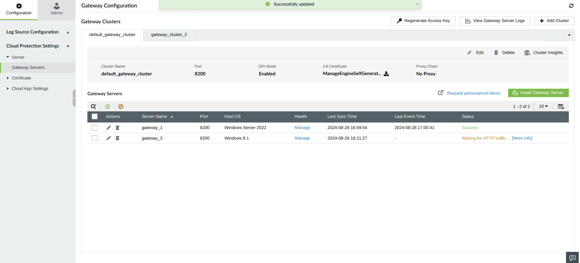 Configuring Gateway Server