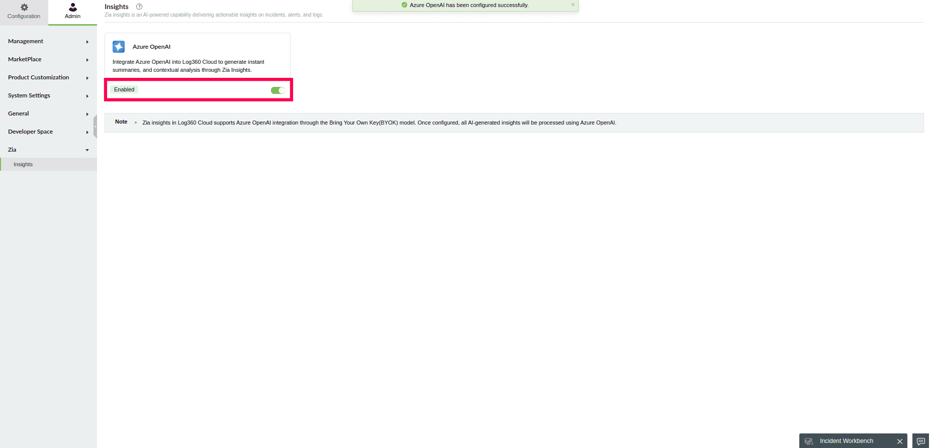 ManageEngine Log360 Cloud中的Azure OpenAI集成