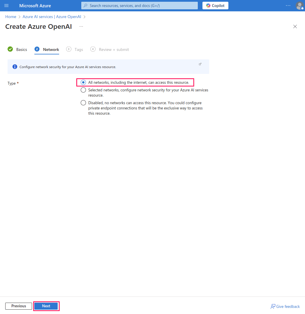 配置Azure AI服务资源的网络安全