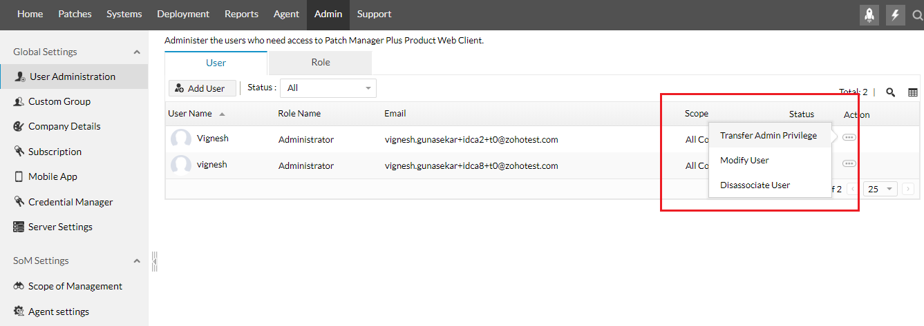 transfer-admin-privilege transfer-admin-privilege