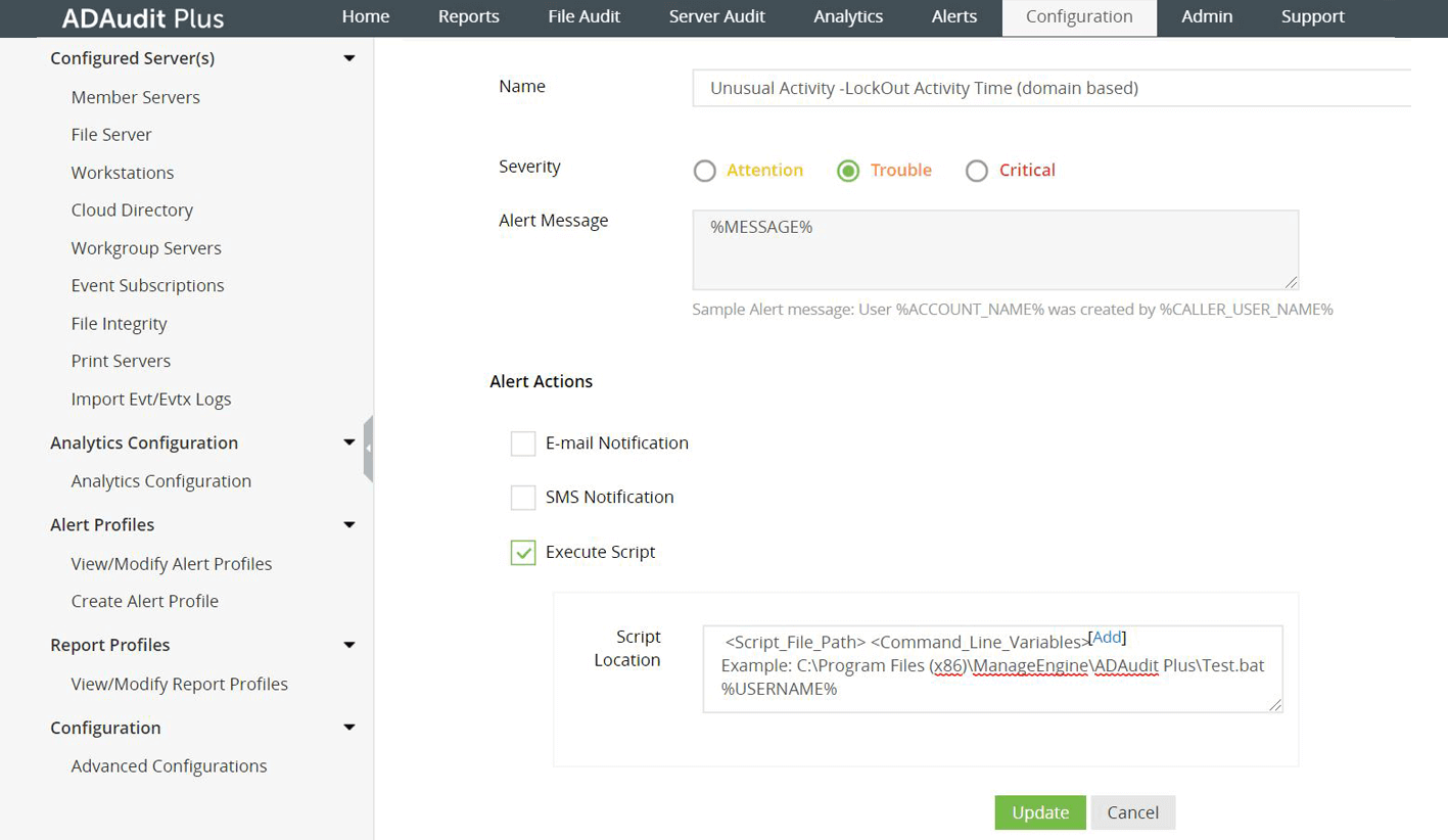 The reason an account was locked out