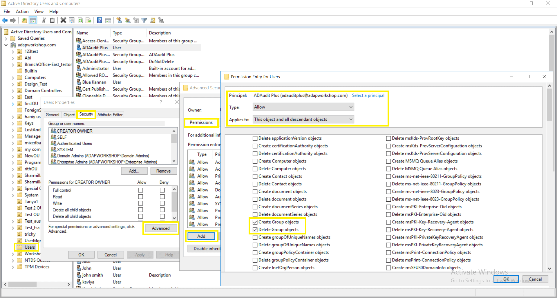 active-directory-audit-grant-the-user-group-management-permissions