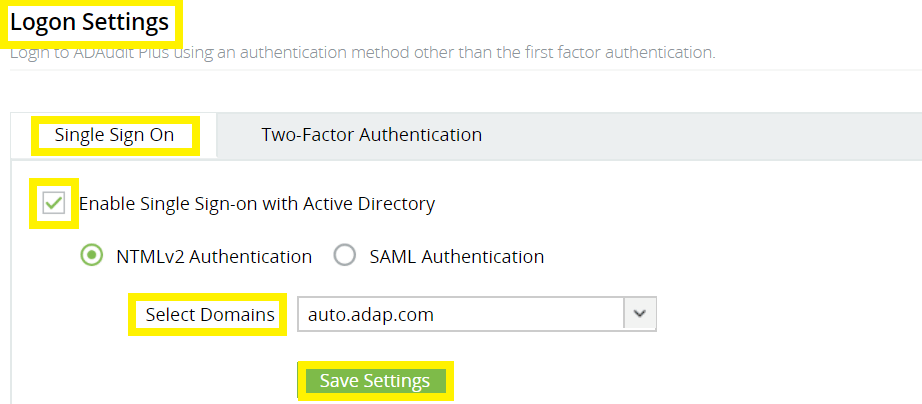 To enable NTLM-based single sign-on