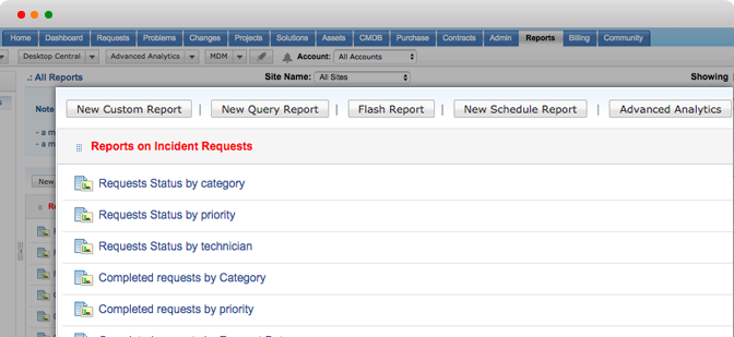 Pre-built help desk reports