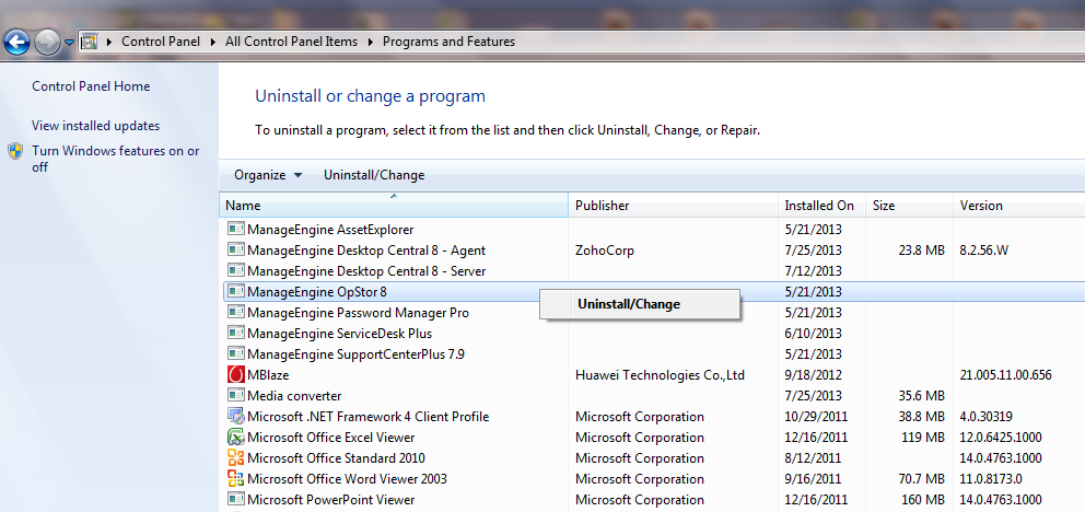 Uninstall