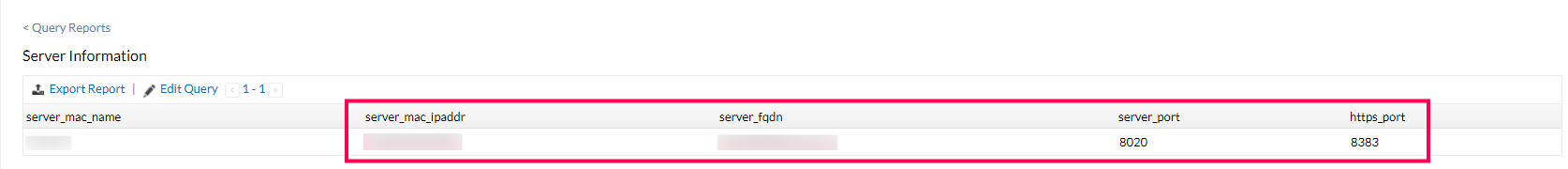 Desktop Central: Query Report of obtained server details