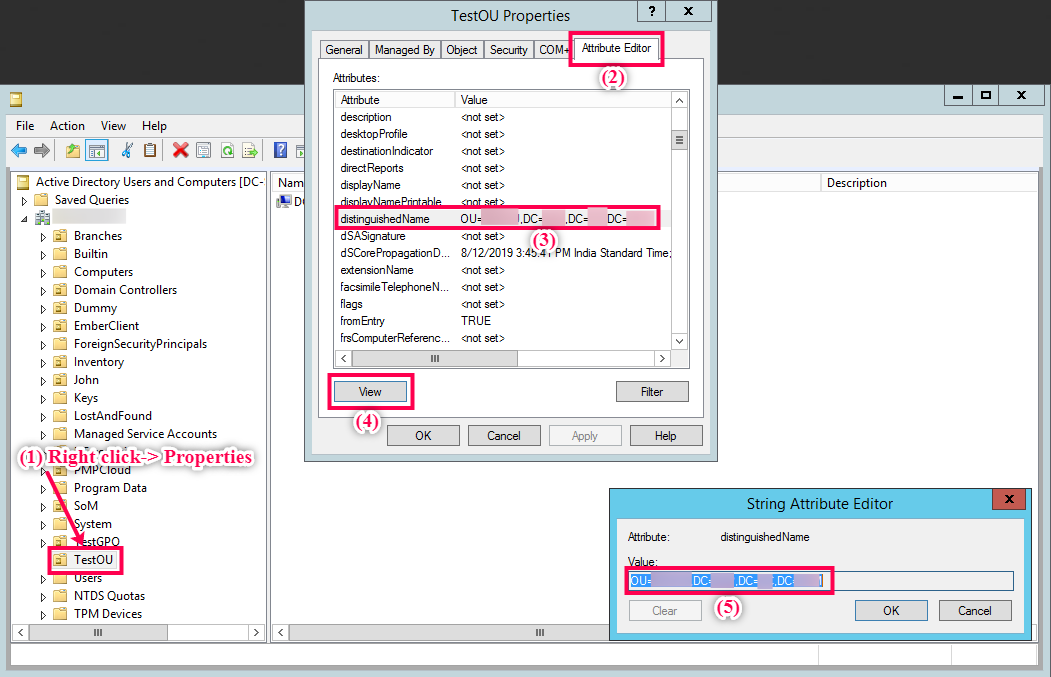 Desktop Central: Finding domain and distinguished OU name AD
