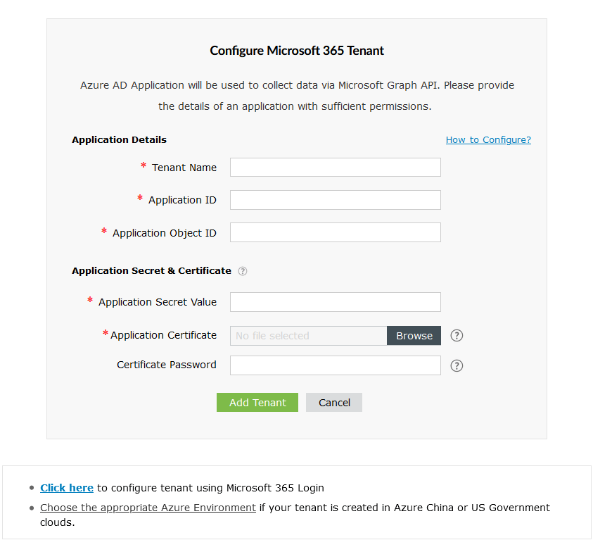 手动 Microsoft 365 租户配置