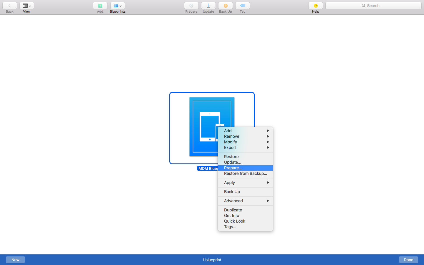 Preparing the Blueprint on Apple Configurator