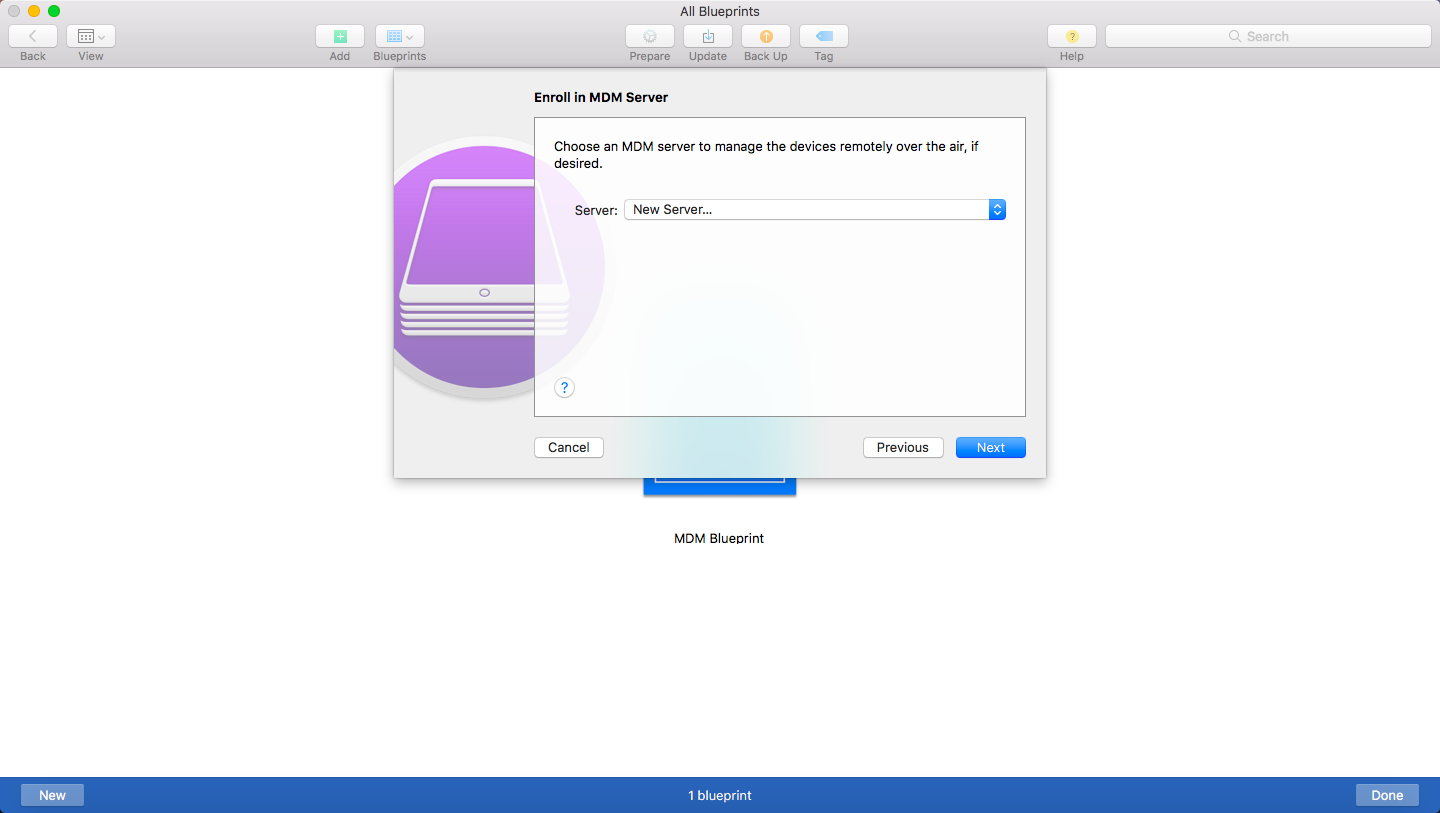 Creating New MDM Server on Apple Configurator