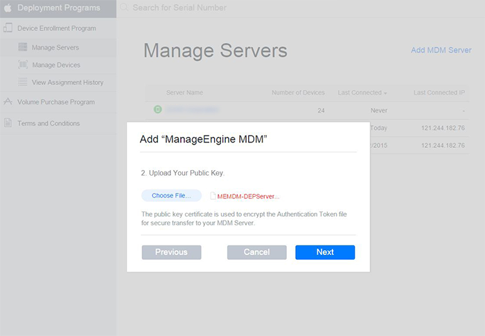 Upload Public Key on Apple Device Enrollment Program