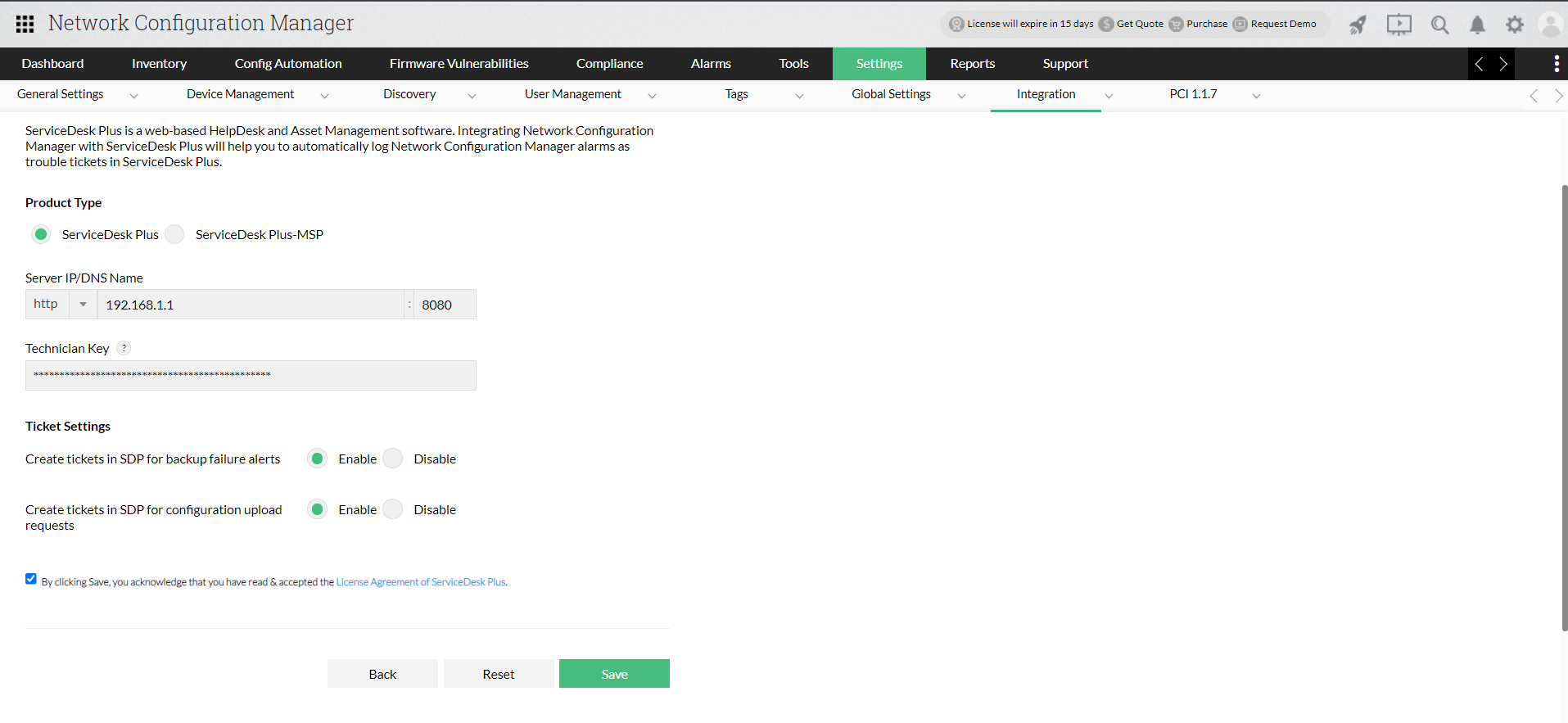 SDPOnDemand Integration