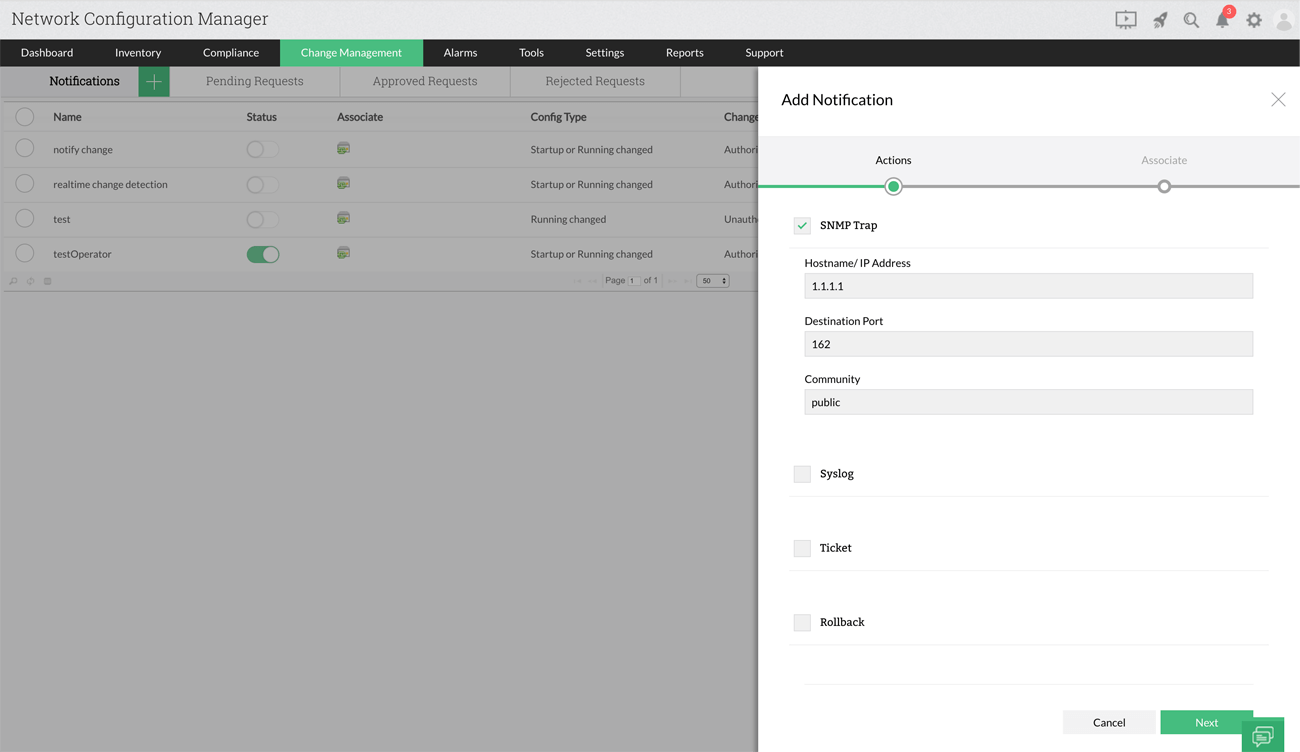 管理网络变更 - ManageEngine Network Configuration Manager