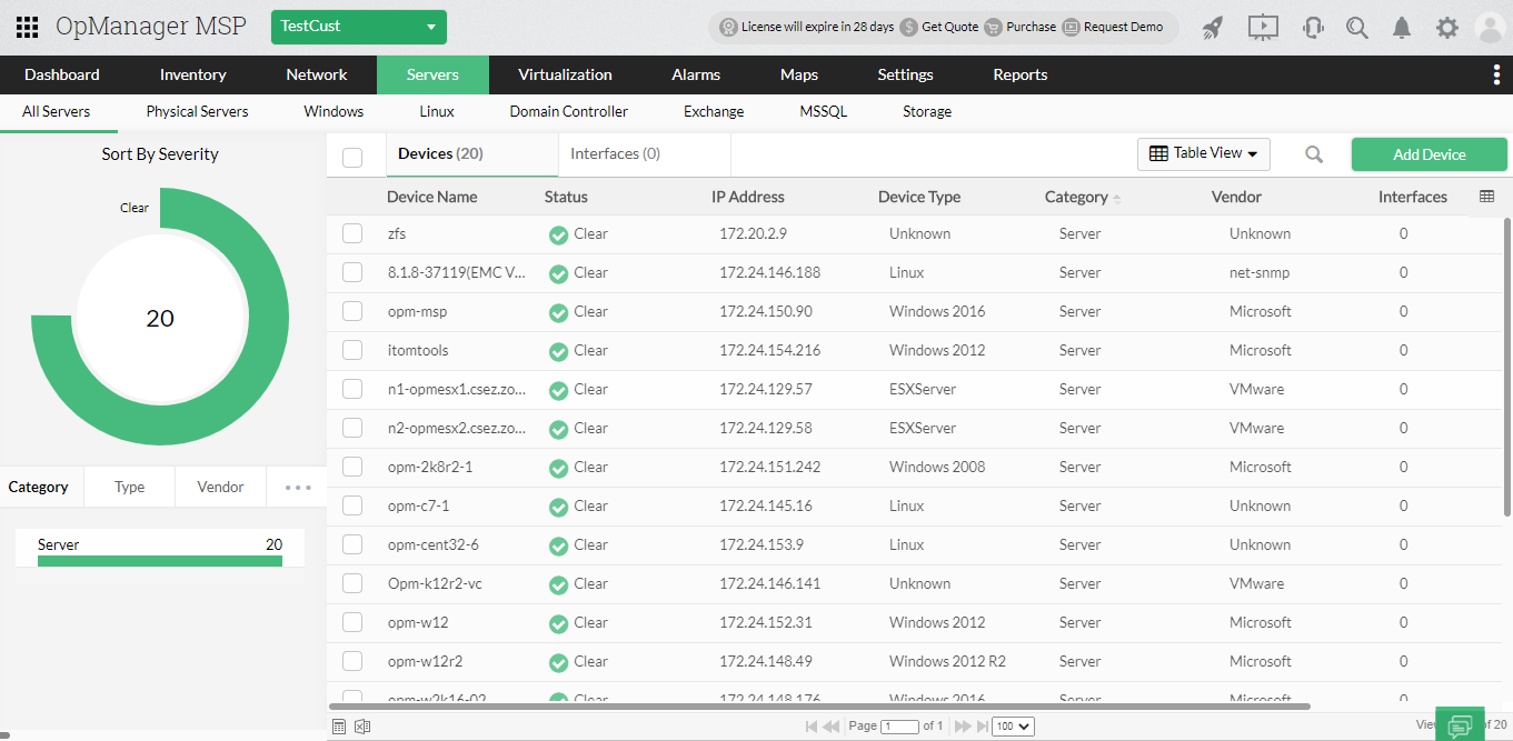 MSP的服务器性能监控-ManageEngine OpManager MSP