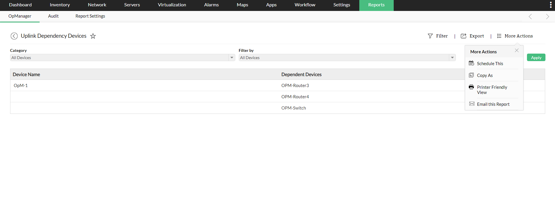 uplink dependency reports
