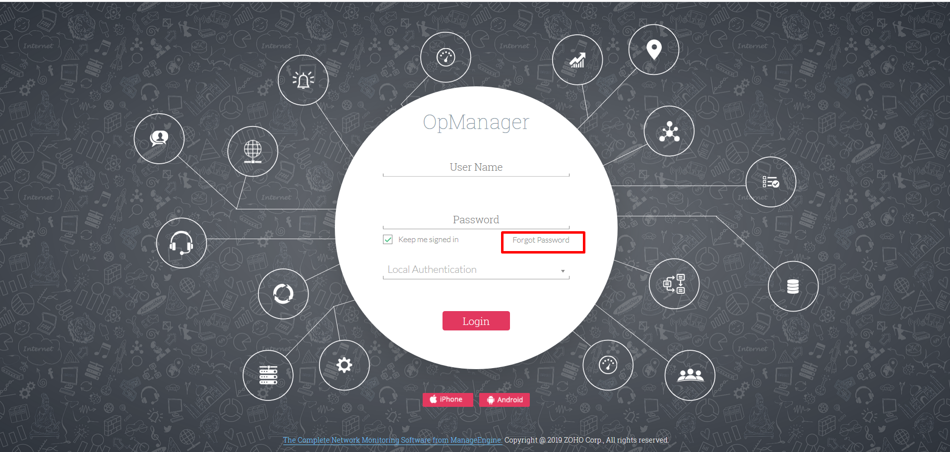 Changing password in OpManager