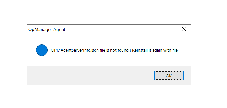 JSON file of Agent installation missing