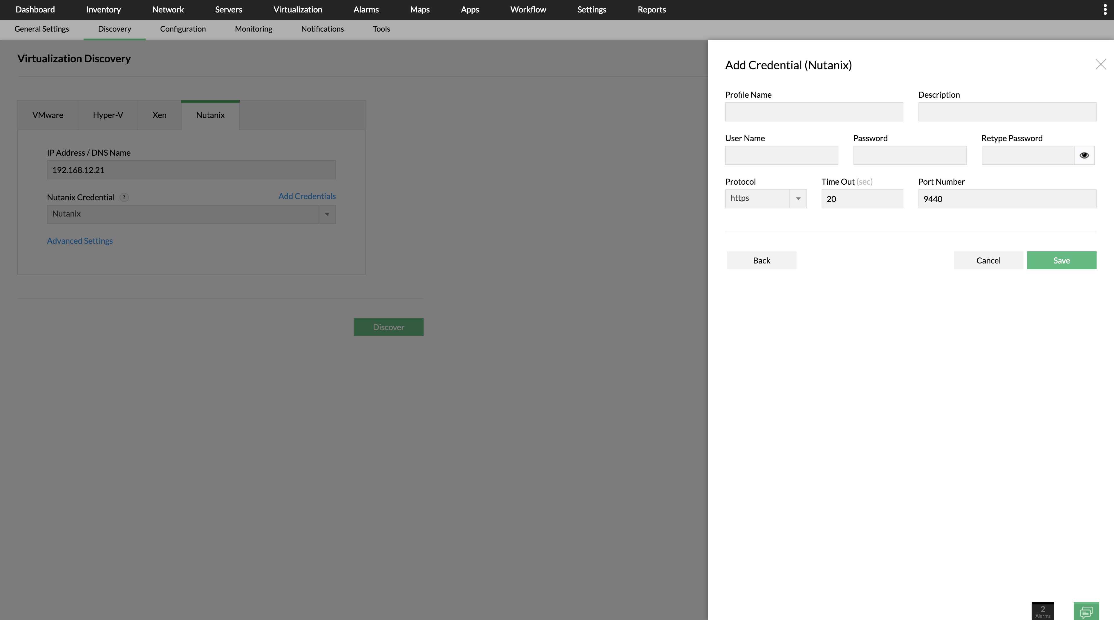 Adding Nutanix credential | OpManager help