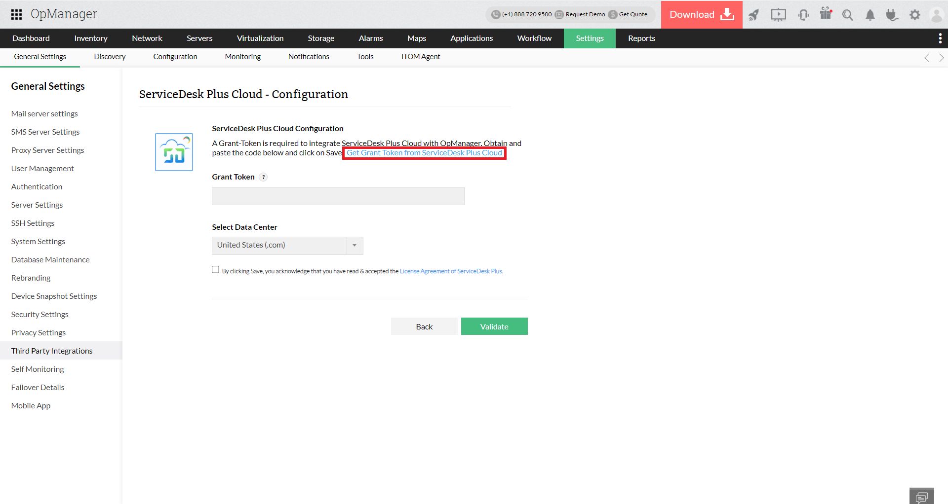 image title Integrating OpManager with ServiceDesk Plus Cloud