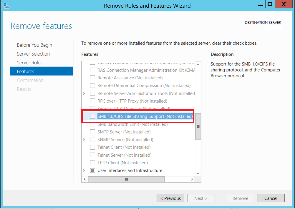 Blocking smbv1 in Windows
