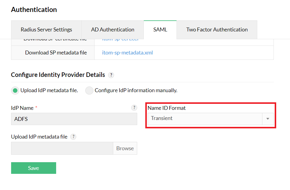Configure ADFS IdP in OpManager
