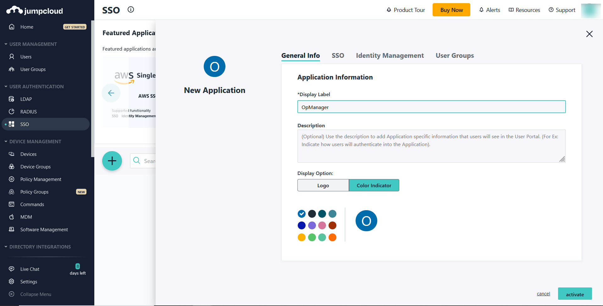 Configure JumpCloud IdP in OpManager