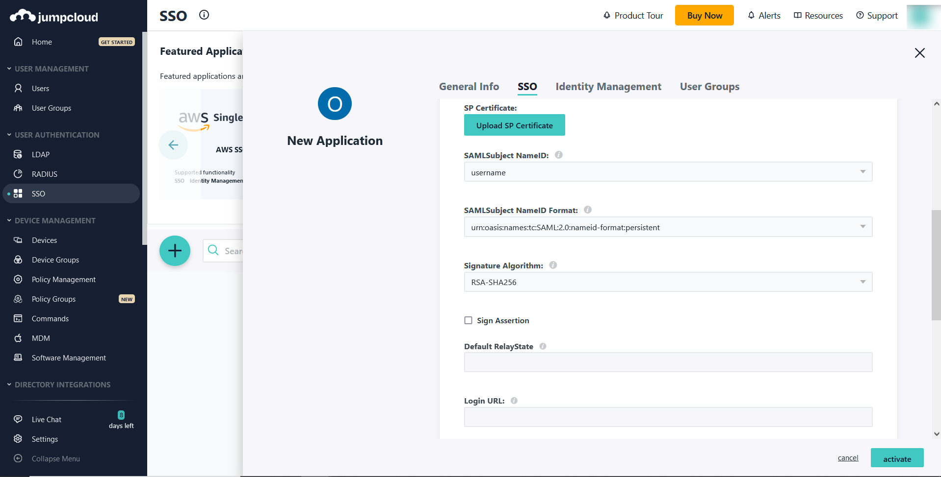 Configure JumpCloud IdP in OpManager