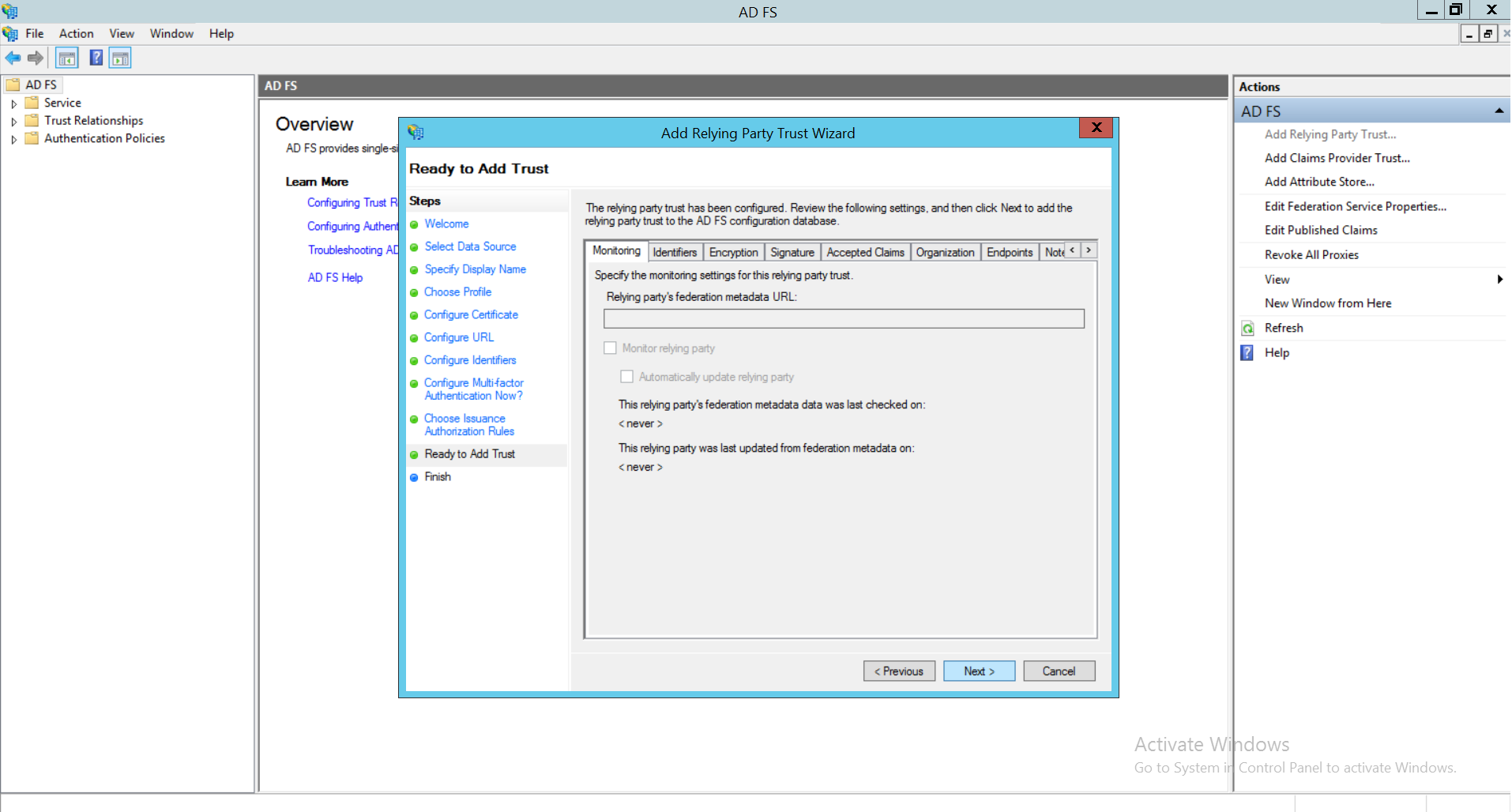 Configure ADFS IdP in OpManager