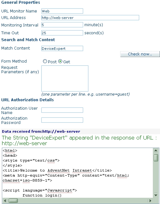 Device-specific URL Monitor