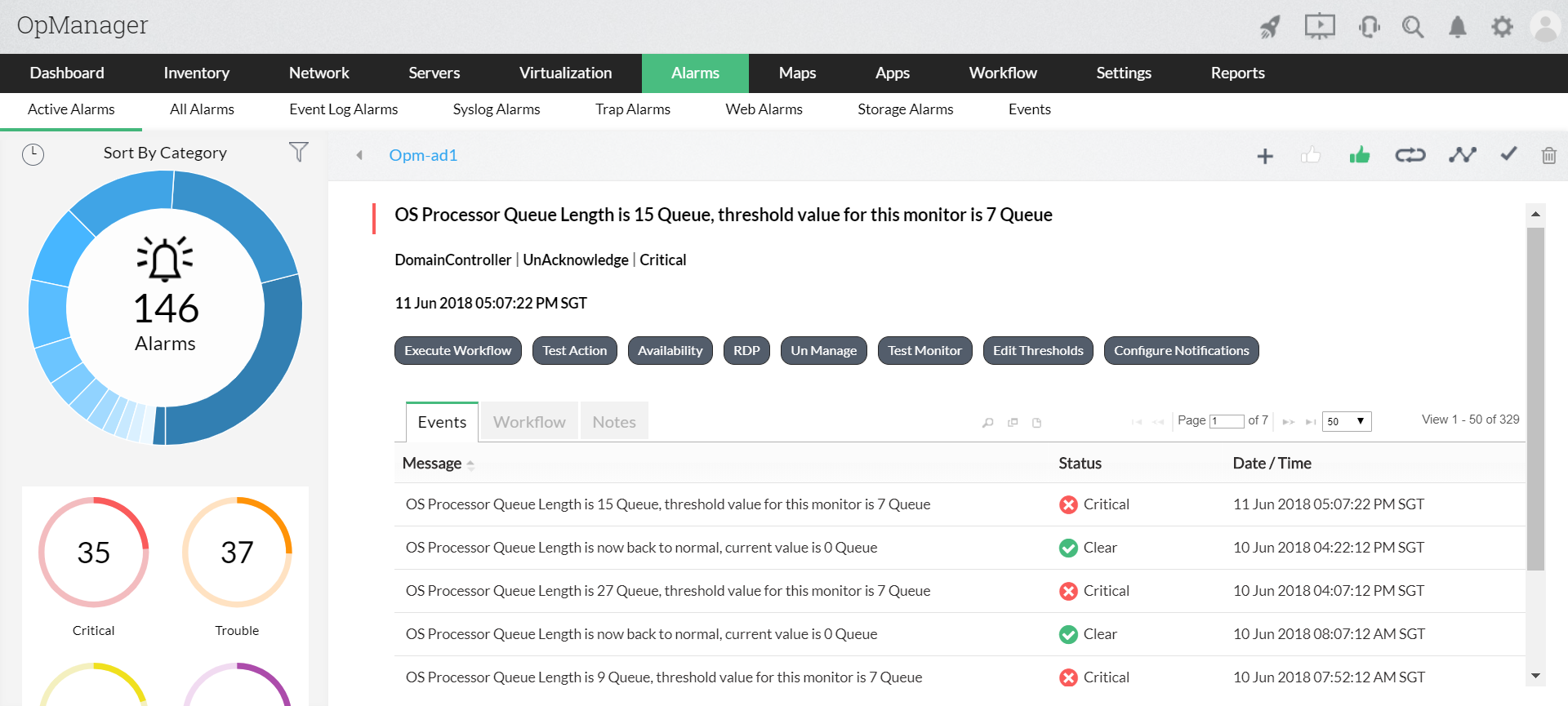 OpManager告警界面