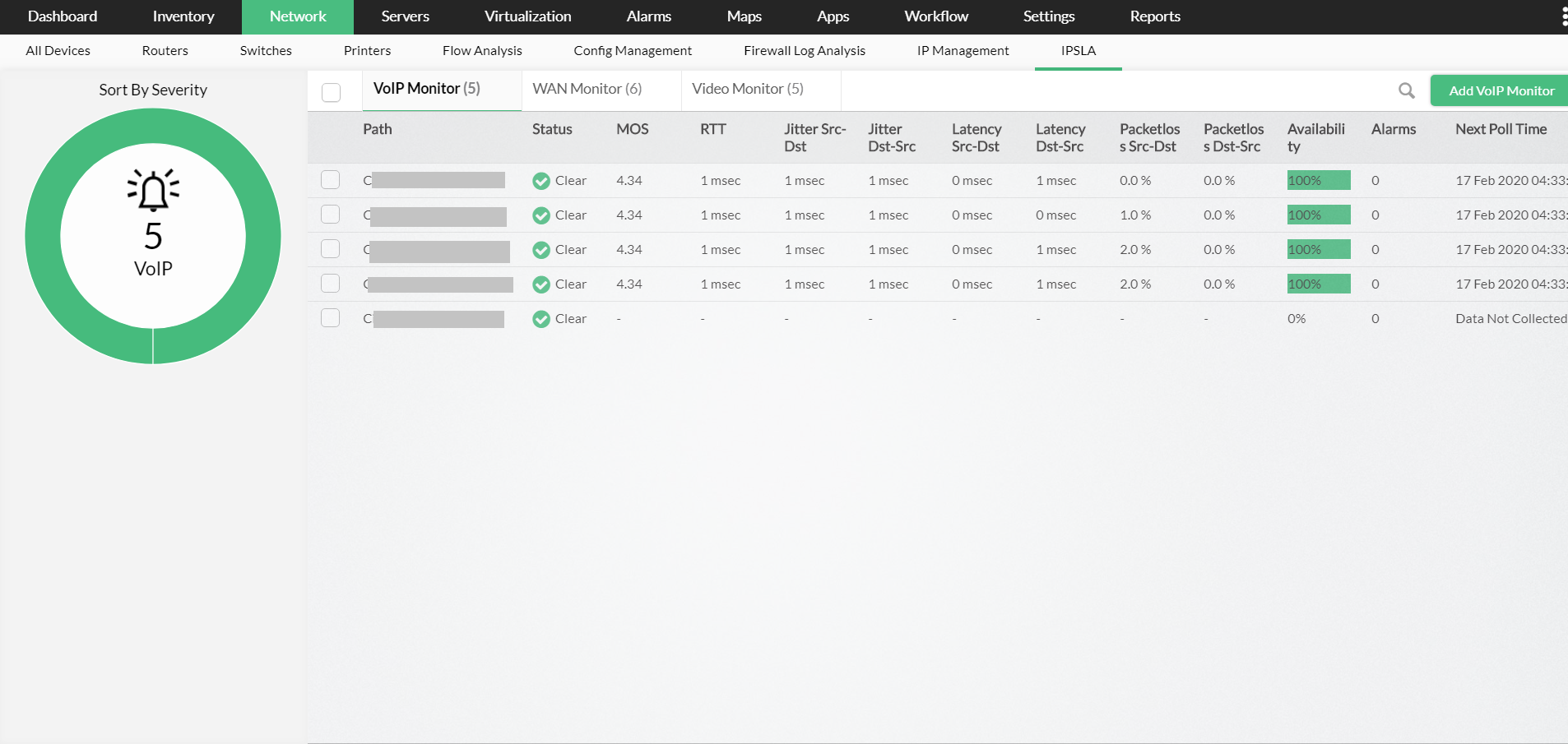 IP服务级别协议（SLA） - ManageEngine OpManager Monitor