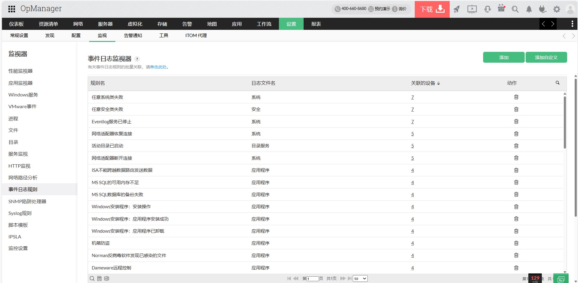 OpManager Windows事件日志监控功能