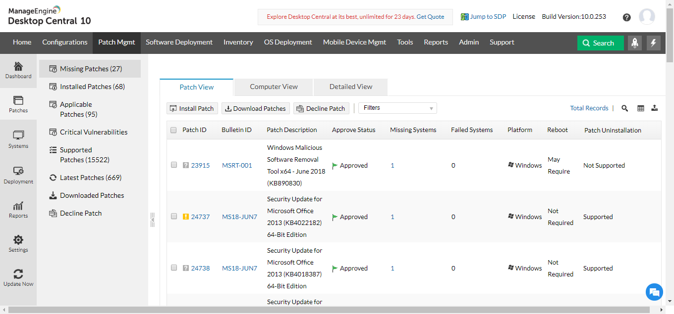 win10系统升级,系统补丁 - Patch Management Plus