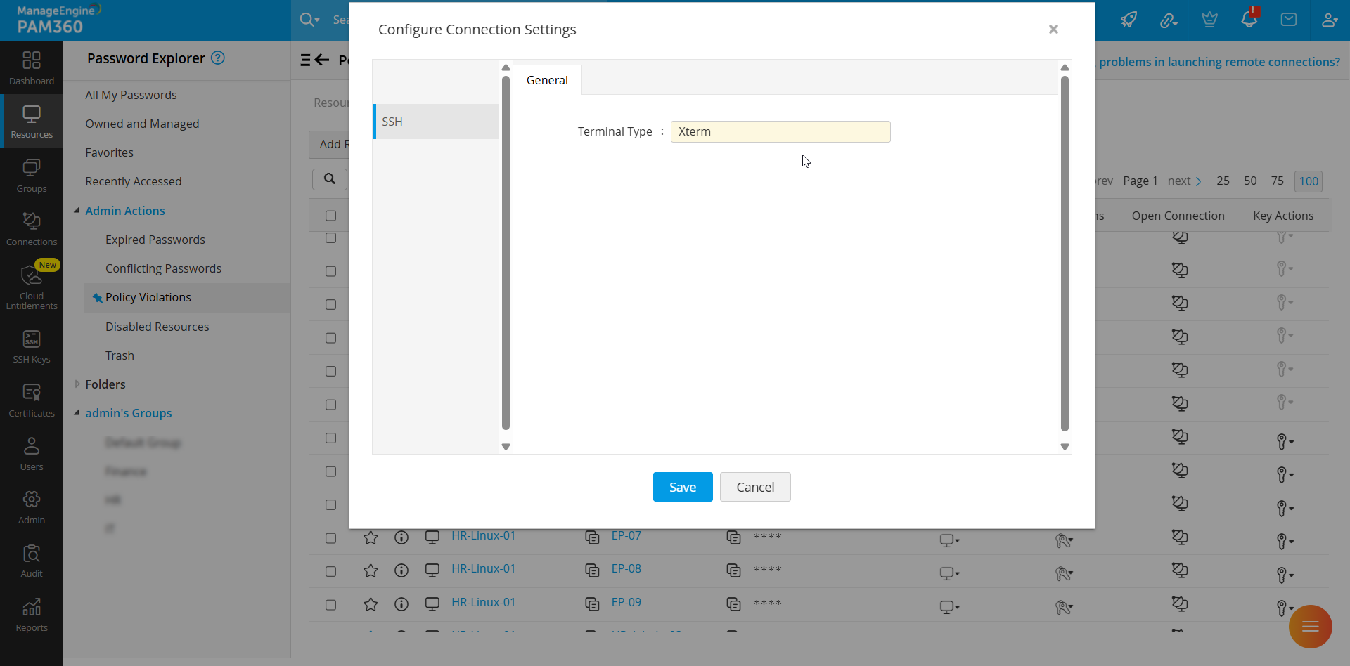 Click to Expand connection-settings-ssh