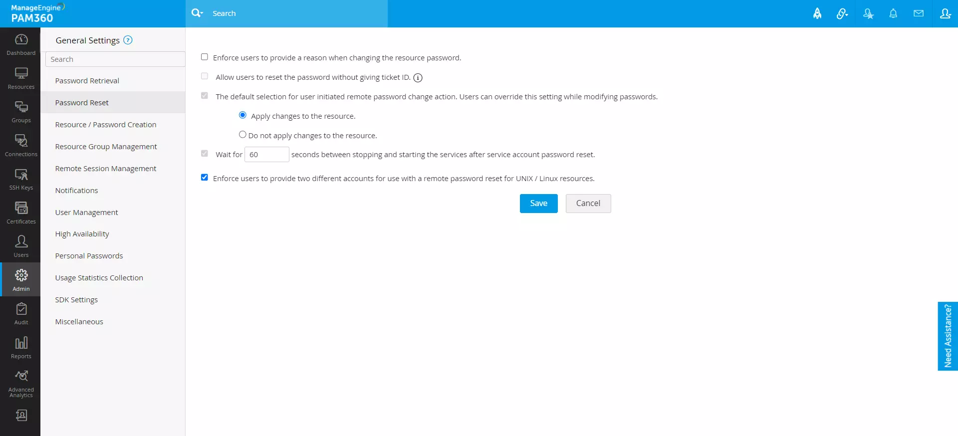 Click to Expand password reset