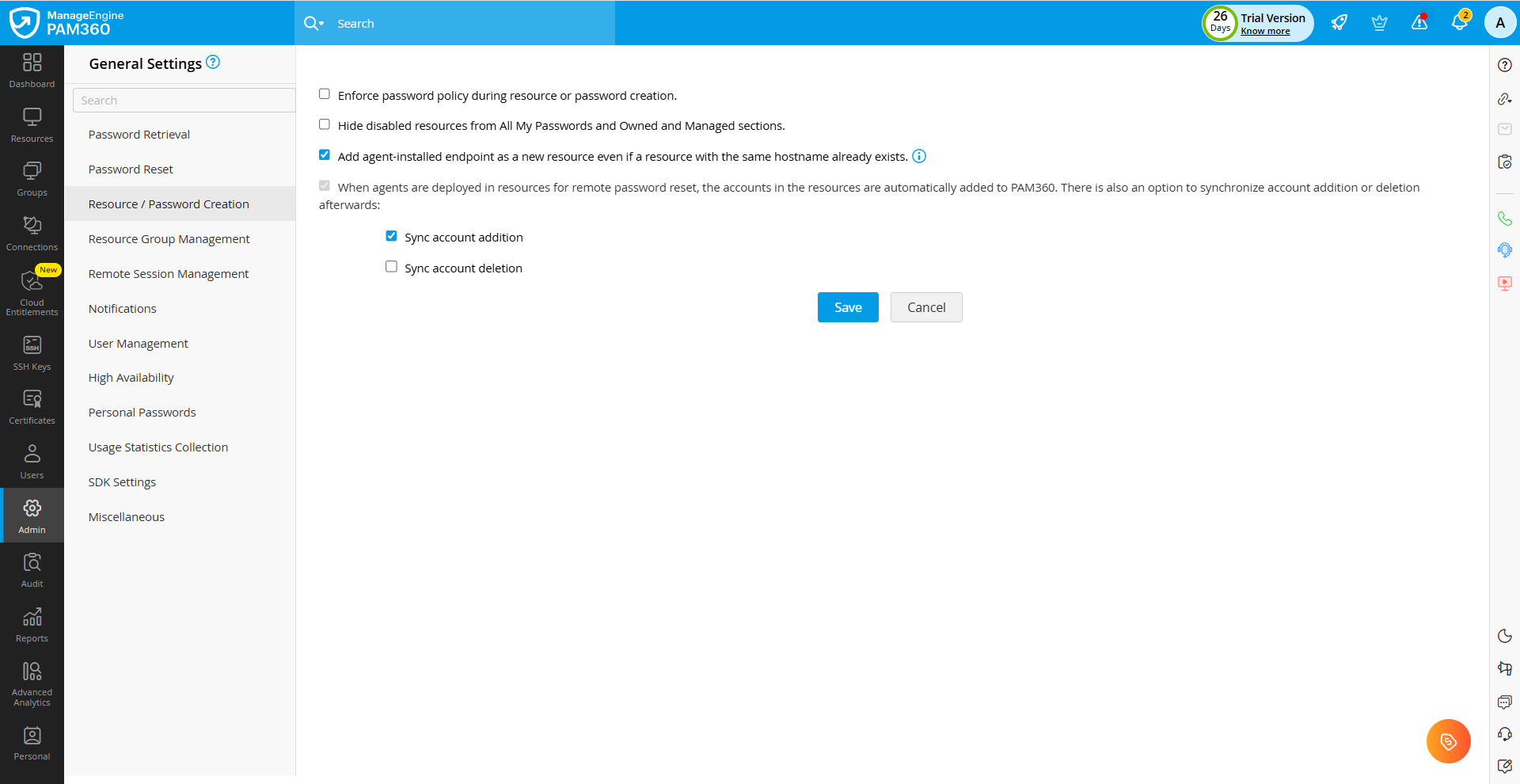 Click to Expand reosurce/password creation