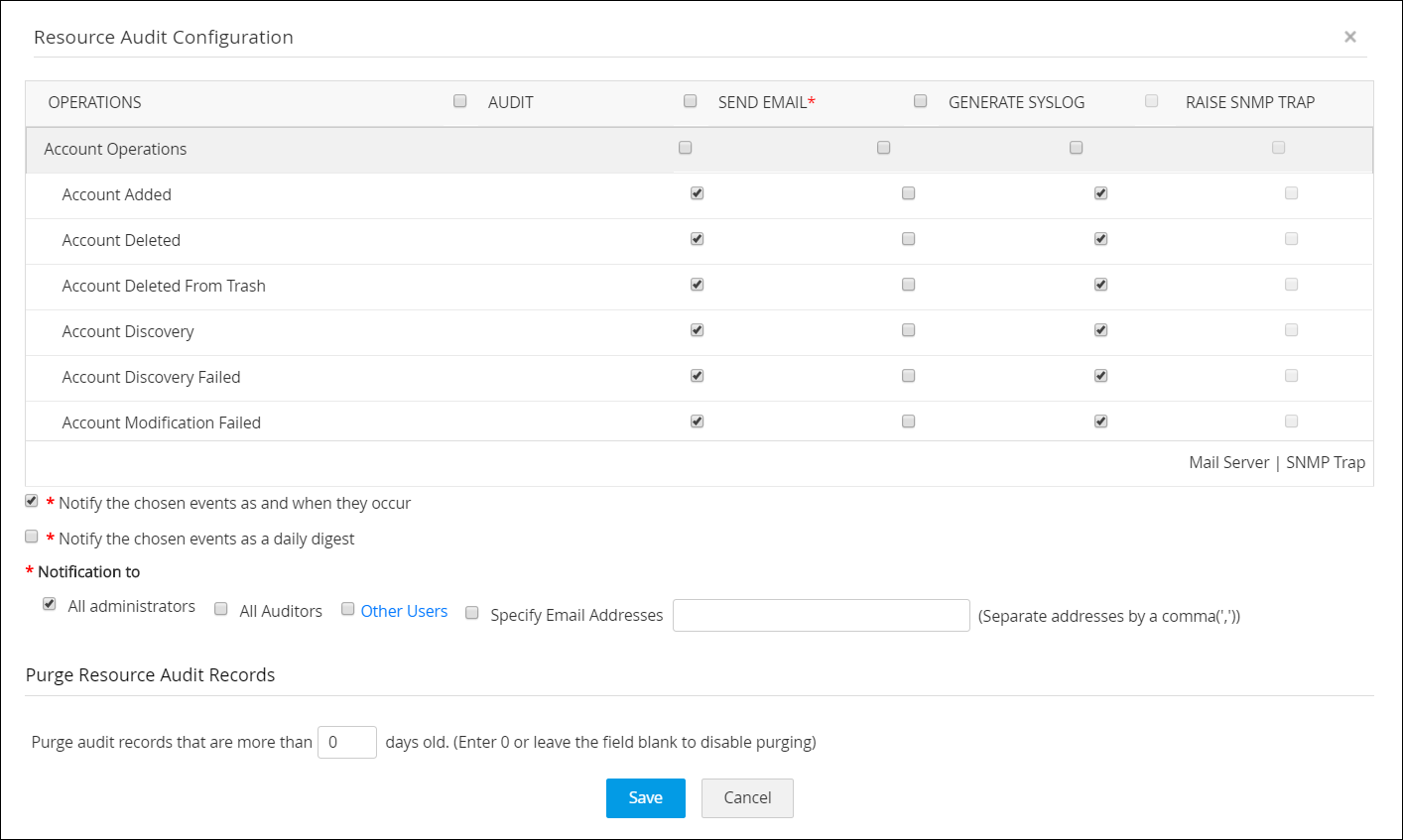 generate syslog option