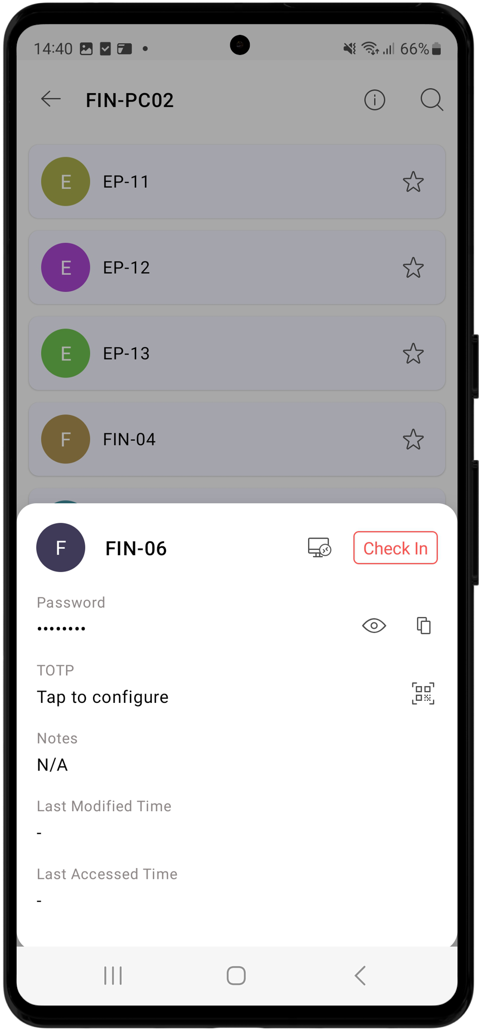 Click to Expand check-in-password