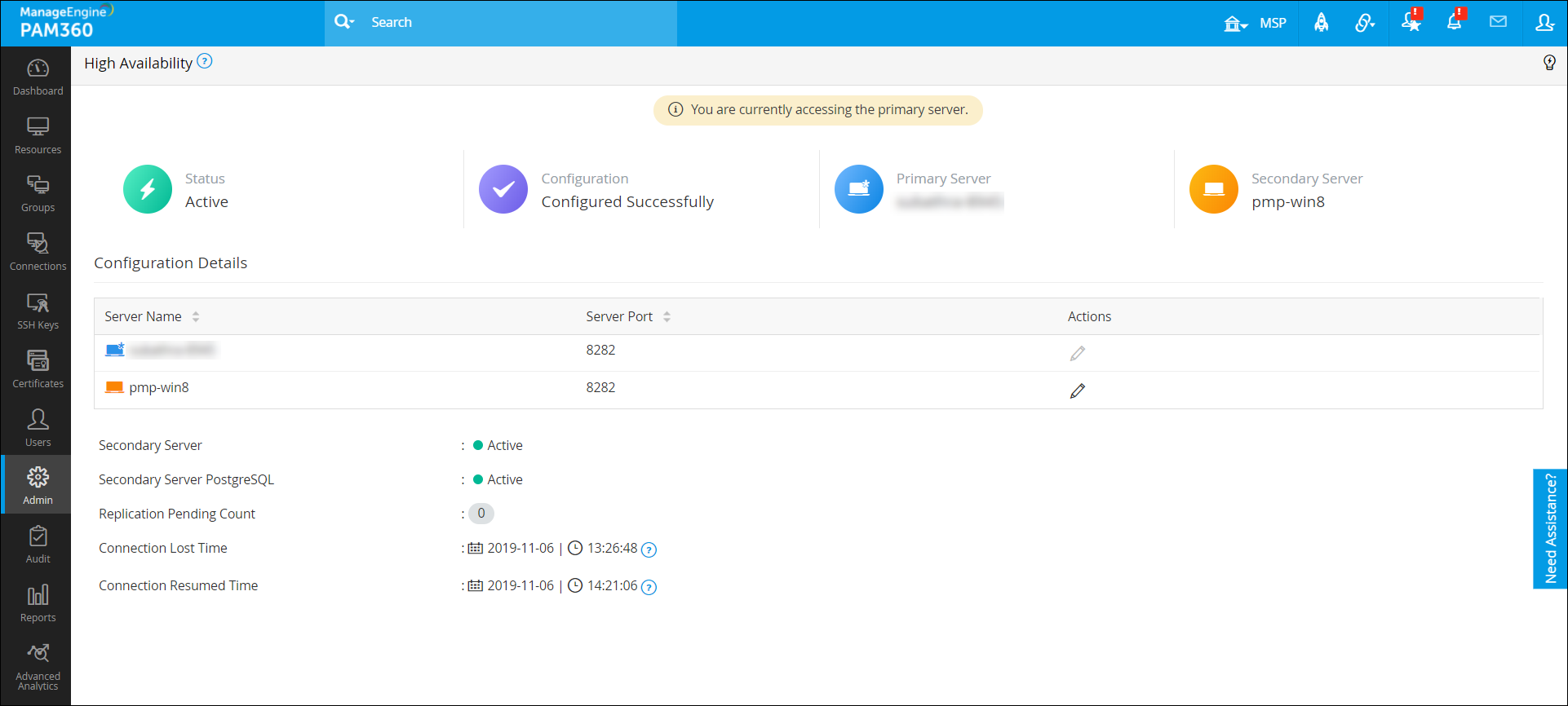 High Availability Console with HA configured -PostgreSQL