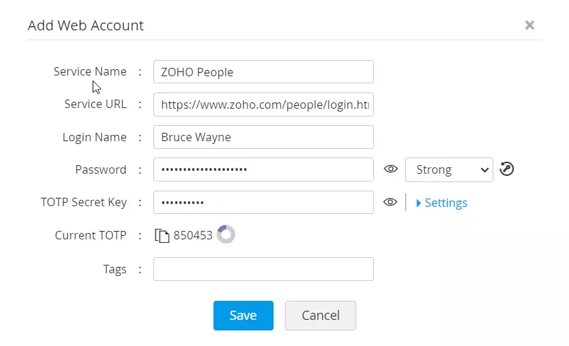 Click to Expand add web account