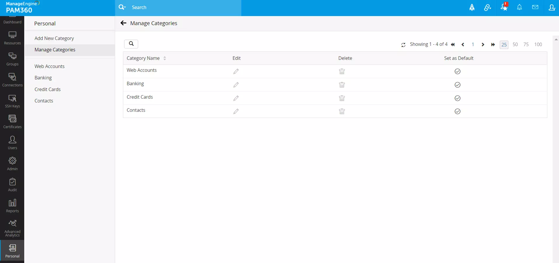 Click to Expand manage categories