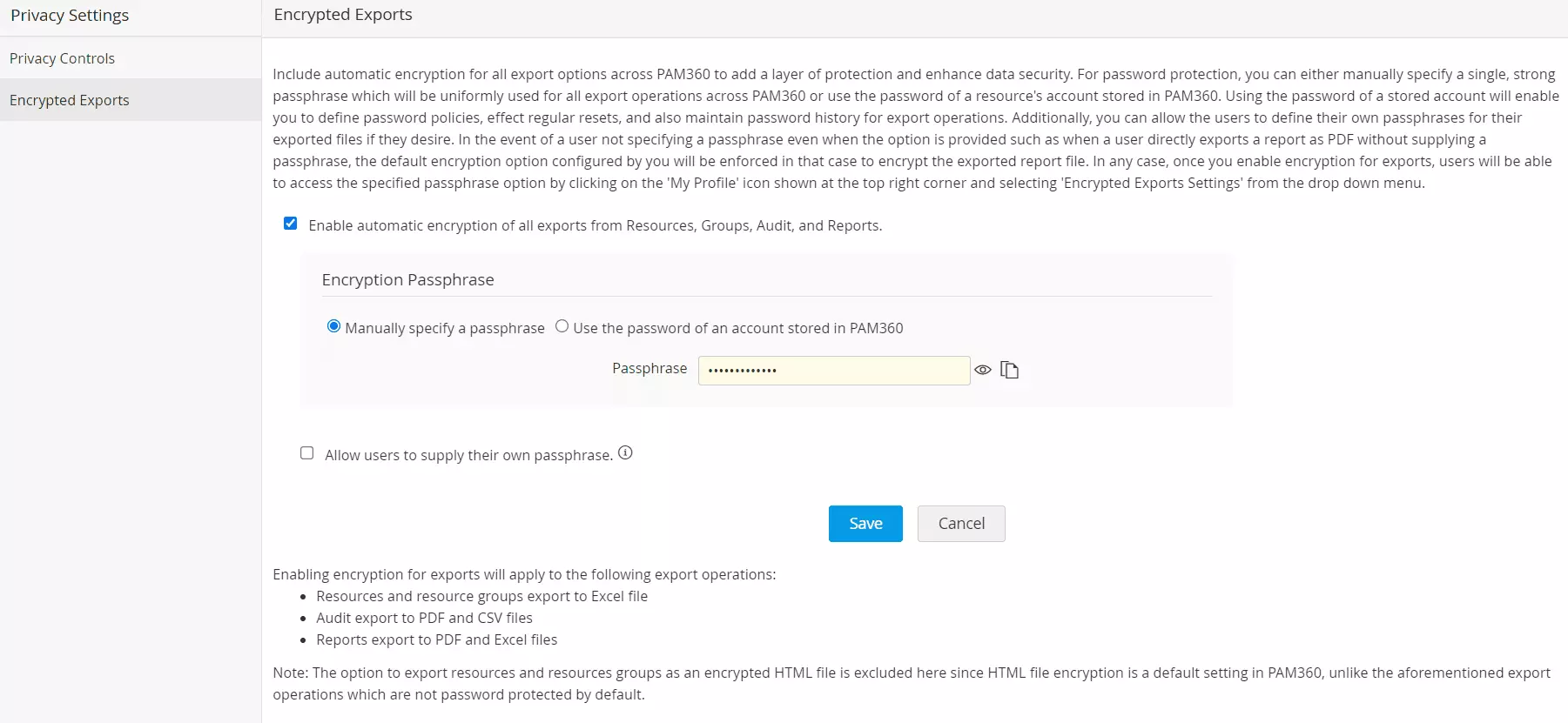 Click to Expand Encryption Passphrase
