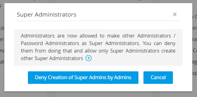 Deny creation of supe admins