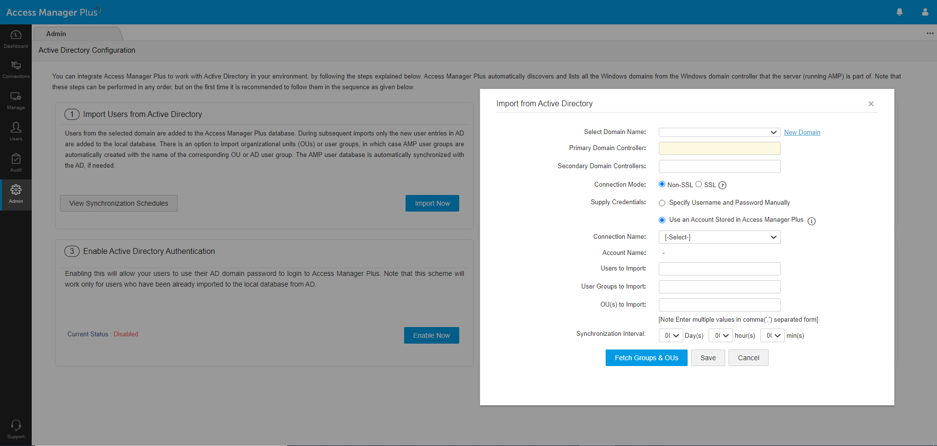 使用Access Manager Plus配置Active Directory