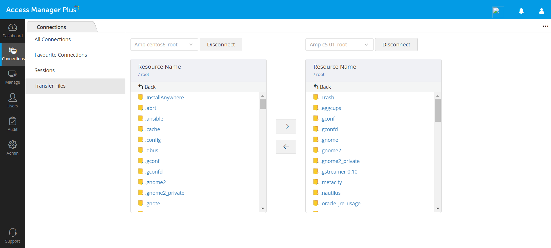 两个远程系统之间的安全双向文件传输-Access Manager Plus