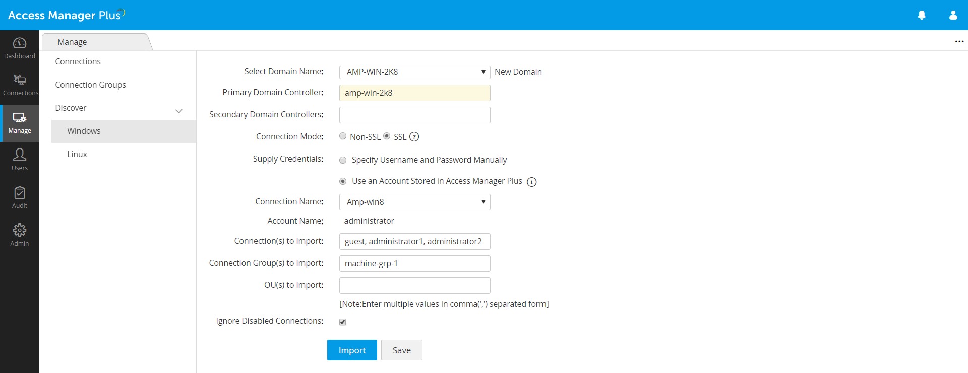 在Access Manager Plus中发现远程连接