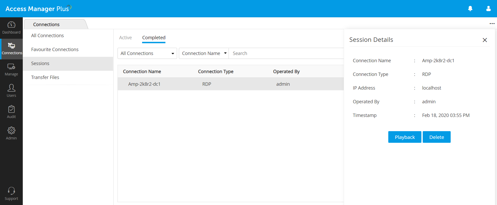 特权会话记录和存档 - Access Manager Plus